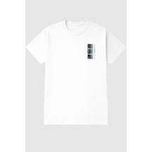 Unisex Oversize Tişört %100 Pamuk Run Baskılı T-shirt Bisiklet Yaka Günlük Rahat Kesim Beyaz