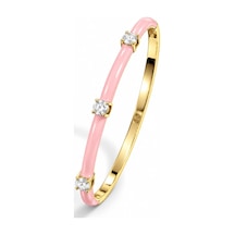 Les Petites Mains Pembe Detaylı Zirkon Taşlı Gold Bilezik Gümüş