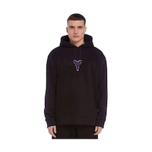Kobe Bryant Logo Baskılı Siyah Erkek Örme Kapşonlu Sweatshirt