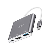 Type-c Hdmı Usb 3.0 Pd Hub Adaptör, 3ü 1 Arada Çoklayıcı, 4k Görüntü Aktarımı, 65w Pd Hızlı Şarj, Macbook Laptop Telefon Uyumlu, Alüminyum Gövde Z330