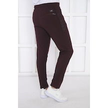 Erkek Spor Mürdüm Eşofman Altı, Süper İki İplik, 4 Mevsim, Slimfi Mürdüm