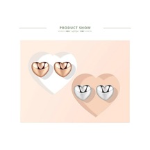 Novahub Bmoer Takı 925 Ayar Gümüş Takı Küçük Kızların Sevimli Mini Aşk Kalp Saplama Küpe Hediye E Rose Gold