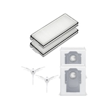 Roborock Qrevo Maxv Uyumlu 2 Adet Hepa Filtre 2 Adet Beyaz Yan Fırça 2 Adet Toz Torbası