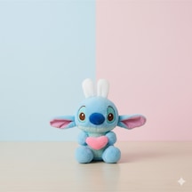 Stitch Peluş Oyuncak Tavşan Stic Kulaklı Peluş Oyuncak Mavi Renk 25cm Çok Renkli