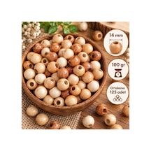 14 Mm Vernikli Ahşap Boncuk 100 Gr Ortalama 125 Adet Doğal Ahşap Delikli Hobi, Takı Ve Makrome Boncuğu - 938371867