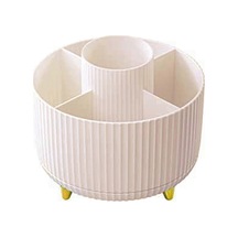 Ganzhoushop Makyaj Fırçası Tutucu Düzenleyici, 360 Dönen Kalem Kalem Tutucu Bardak, Masa Aksesuarları, 5 Yuvalı Makyaj Fırçaları Bardaksüt Beyazı