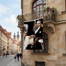 Koltukta Oturan Atatürk- Takım Elbiseli Atatürk Poster Bayrak Premium Raşel Kumaş Ata25 Diğer