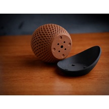 3d Baskı Küre Saksı - Kafes Dokulu İki Parçalı Dekoratif Saksı - Kahverengi-siyah Diğer