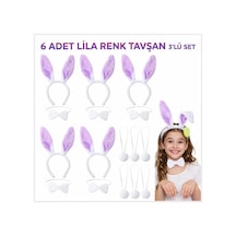 Lila Tavşan Sahne Seti 6&amp 39 Lı Set Taç Papyon Kuyruk