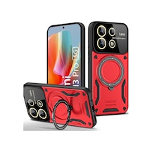 Xiaomi Redmi Note 13 Pro 5g Uyumlu Kılıf Joy Lens Standlı Kapak - Kırmızı