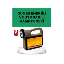 Güneş Enerjili Alev Efektli Lamba Cob Teknolojili, Dış Mekan Aydınlatma Bej