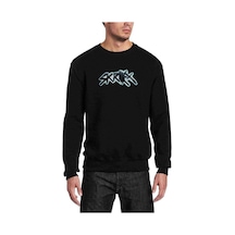 Skrillex 2 Baskılı Siyah Erkek Örme Sweatshirt