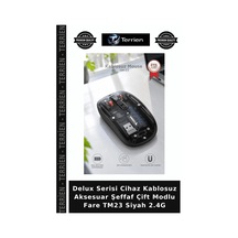 Delux Serisi Cihaz Kablosuz Aksesuar Şeffaf Çift Modlu Fare Tm23 Siyah 2.4g