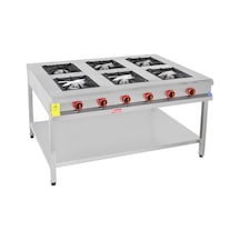 Himaksan Endüstriyel 150 X 100 Cm Doğalgazlı Taban Raflı 6 Gözlü Ocak