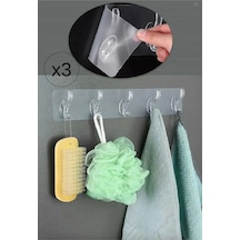 Şeffaf Yapışkanlı Askı 3 Adet 5'li Set Banyo, Mutfak Askısı Plastik Turuncu Diğer
