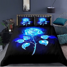 Neon Rose Çift Kişilik 4 Parça Pamuk Saten Nevresim Takımı Açık Mavi
