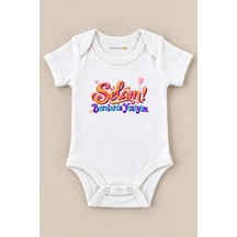 Babylimon Selam Buralarda Yeniyim Beyaz Kısa Kollu Çıtçıtlı Bebek Zıbını Beyaz - 930083798 Beyaz