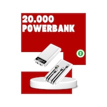 20.000mah Pd Powerbank Led Işık Lcd Ekran Dahili Kablo Çoklu Giriş Açık