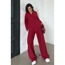 Madmext Kırmızı Keten Kadın Gömlek Pantolon İkili Takım Mg2356 Kırmızı Madmext Kırmızı Keten Kadın Gömlek Pantolon İkili Takım Mg2356 Kırmızı