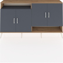 Arges Konsol 6 Raflı 4 Kapaklı 176x30x99 Çam-antrasit Antrasıt/antrasıt - Atlas Çam