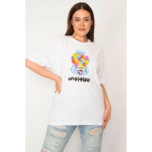 Şans Kadın Beyaz Pamuklu Kumaş Dijital Baskılı Bluz 65n33277-beyaz Beyaz