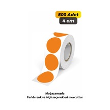 Yuvarlak Kesim Ambalaj Etiketi - Turuncu Renk - 4cm - 500 Adet