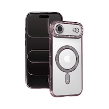 Newface Apple İphone 17 Air Joke Simli Magneticsafe Kılıf - Pembe