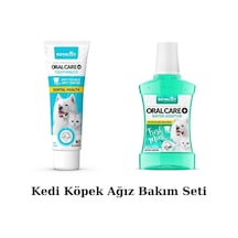 Kedi Köpek Ağız Bakım Seti - Floridsiz Diş Macunu + Taze Naneli Ağız Bakım Suyu