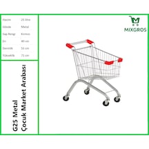 G25 Metal Çocuk Market Alışveriş Arabası 25 Litre