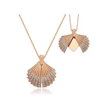 925 Ayar Gümüş Rose Altın Kaplama Kaplama Kaplama Kişiye Özel İstiridye Bayan Kolye Rose Gold