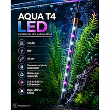 Aqua Akvaryum Işığı - Bitki Işığı - Balık Işığı - Tamamen Su İçinde Kullanılabilir - 12 Led - Pembe Beyaz - 41 Cm - Güçlü Aydınlatma - 6w