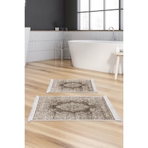 Eko Trend Djt 2 Li Yıkanabilir Kaymaz Taban Banyo Paspas Klozet Takımı 762 Osmanli Gri 60 X 100 - 50 X 60 Vizon