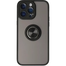 Newface Apple İphone 14 Pro Kılıf Montreal Yüzüklü Silikon Kapak - Siyah Gri