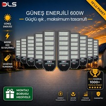 10'lu Paket Dls 600w Güneş Enerjili Solar Sokak Ve Bahçe Lambası, Lifepo4 Bataryalı, Ip66, Hareket Sensörlü, Uzak Çok Renkli