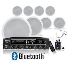 8 Li Tavan Hoparlörlü Yaka Mikrofonlu Bluetooth Anfi Ses Sistemi