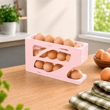 Kaydırmalı Yumurtalık Düzenleyici Yer Tasarruflu Modern Yumurta Standı Pembe