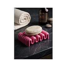 Buççin Online Mağaza Modern Dalga Tasarımlı Sabunluk Dekoratif Banyo Düzenleyici Plastik Pembe Çok Renkli