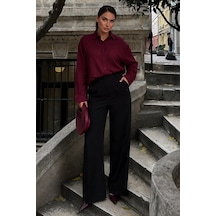 Madmext Bordo Keten Kadın Gömlek Mg2797
