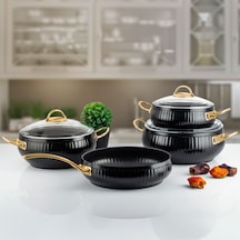 Lines Ts-0002 7 Parça Granit Kaplama Gold Kulp Güveç Tencere Seti