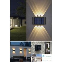 2'li Set Solar Duvar Lambası - 6 Ledli Aplik - Gün Işığı Rengi - Ip65 Su Geçirmez