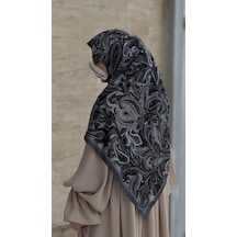 Qalortex Scarf Pamuklu Soft Açelya Desen Eşarp-siyah