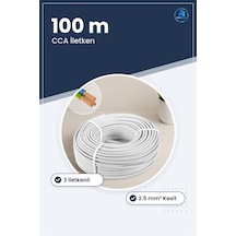 Elektrik Tesisat Kablosu Ttr 3x2.5 Mm Cca 100 M 3 İletkenli Ev Pr