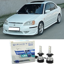 Honda Civic Vtec 1 Es7 Led Xenon Uzun Kısa Far Ampulü H4 Access Yeni Seri Beyaz 2001-2004