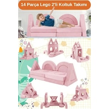 14 Parça Yapı Oyuncak Modüler Bebek Ve Çocuk 2'li Koltuğu Pembe