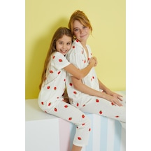 Siyah İnci Örme Düğmeli Pijama Takım 24108024 Çok Renkli