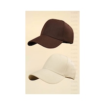 Caxis Spor Şapka Unisex 2 Adet Arkası Cırtlı Ayarlanabilir Koyu Kahve - Krem