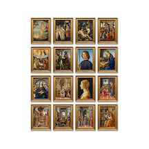 Sandro Botticelli Tabloları 16'lı Sticker Seti Laptop Defter Planlayıcı Etiket Çok Renkli