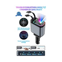 Led Işık Tavan Aydınlatmalı 66w 4 1 Çift Kablolu Hızlı Şarj 3.4a Araç İçi Çakmaklık Şarj Aleti Renk