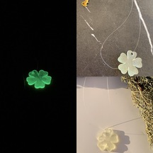 Fosforlu Neon Şeffaf Yeşil Renk Gold Aksesuar Yonca Epoksi Kolye Şeffaf
