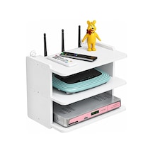 Duvara Monte 3 Raflı Modem Uydu Telefon Kumanda Vb Eşya Düzenleyici Raf Al5348 Beyaz